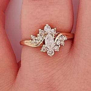 14K Diamond Wedding Engagement Ring REAL DIAMONDS